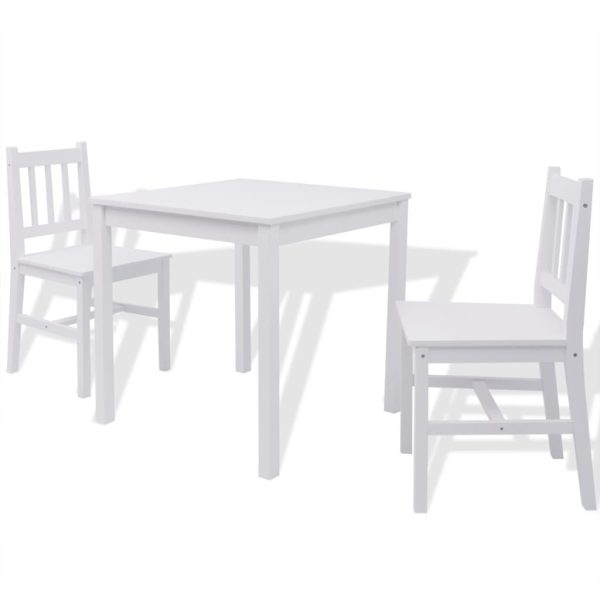 Conjunto de jantar 3 pcs madeira de pinho branco - Image 2