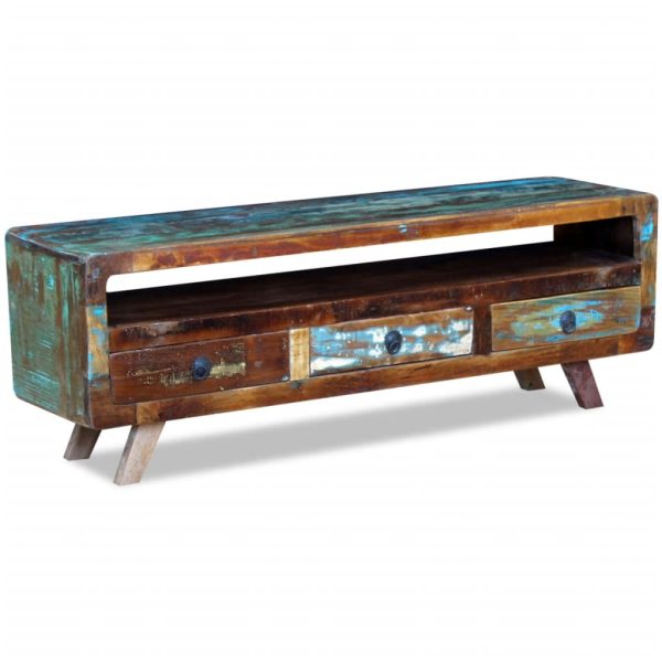 Móvel de TV com 3 gavetas, madeira reciclada sólida - Image 4