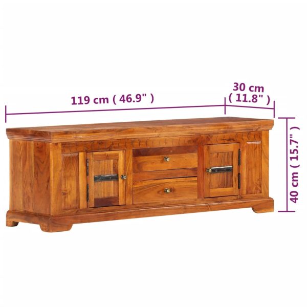Móvel de TV 119x30x40 cm madeira de acácia maciça - Image 8