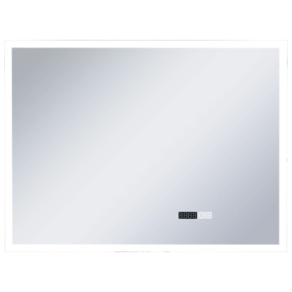 Espelho de parede LED c/ sensor tátil e relógio p/ WC 80x60 cm - Image 2