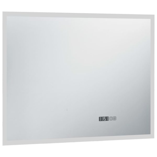 Espelho de parede LED c/ sensor tátil e relógio p/ WC 80x60 cm - Image 3