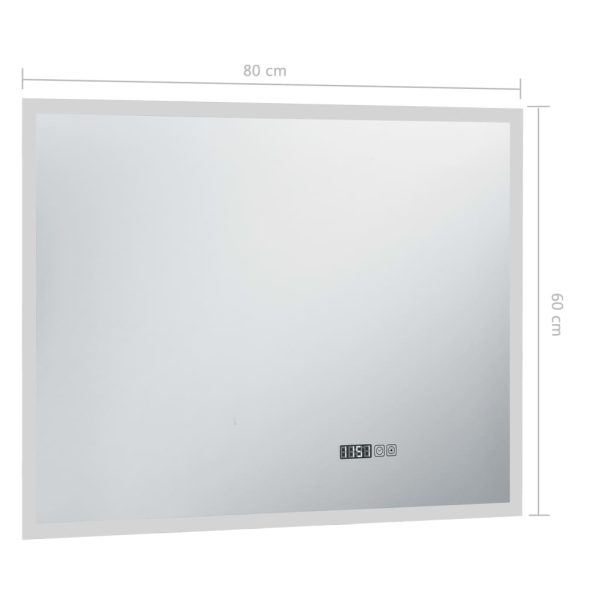 Espelho de parede LED c/ sensor tátil e relógio p/ WC 80x60 cm - Image 7