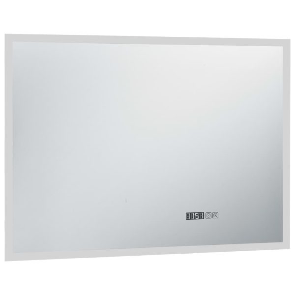 Espelho de parede LED c/ sensor tátil e horas p/ WC 100x60 cm - Image 3