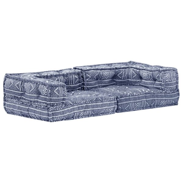Pufe modular de 2 lugares tecido azul índigo - Image 2