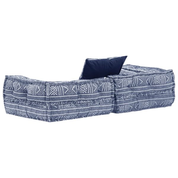Pufe modular de 2 lugares tecido azul índigo - Image 4