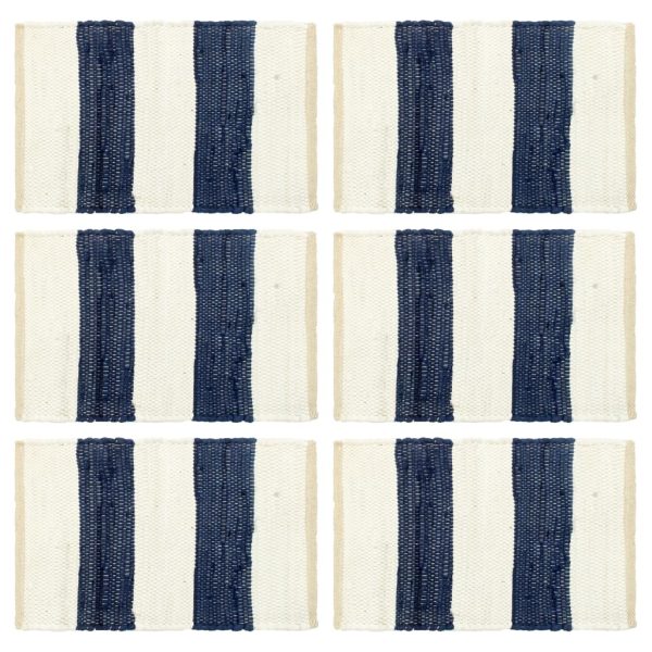 Individual de mesa 6 pcs chindi riscas 30x45 cm azul e branco