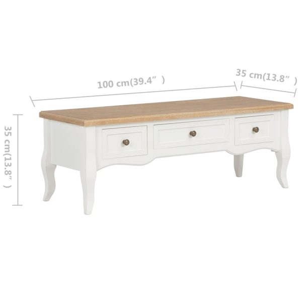 Móvel de TV 100x35x35 cm madeira branco - Image 8
