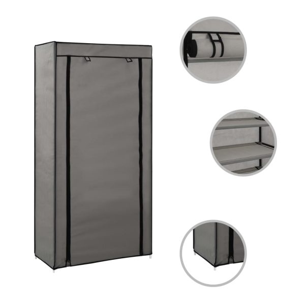 Sapateira com cobertura 58x28x106 cm tecido cinzento - Image 2
