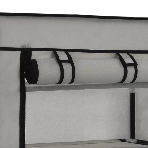 Sapateira com cobertura 58x28x106 cm tecido cinzento - Image 6