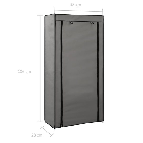 Sapateira com cobertura 58x28x106 cm tecido cinzento - Image 8