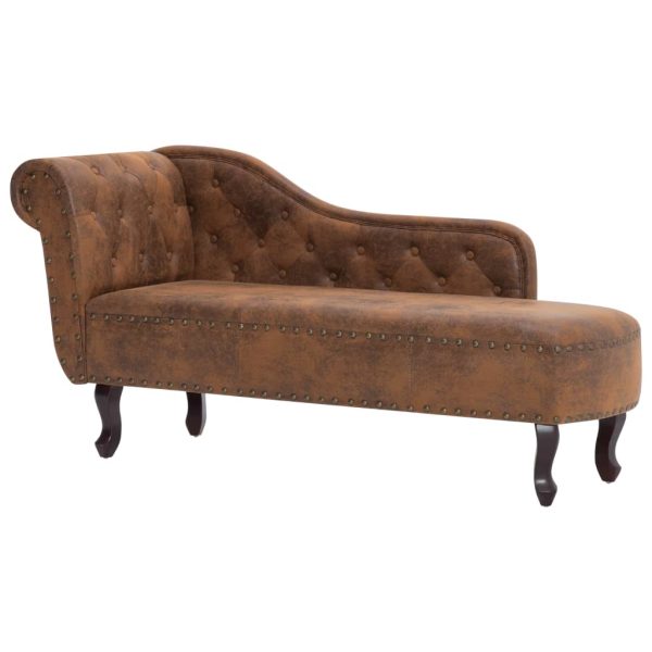 Chaise longue camurça artificial castanho - Image 2