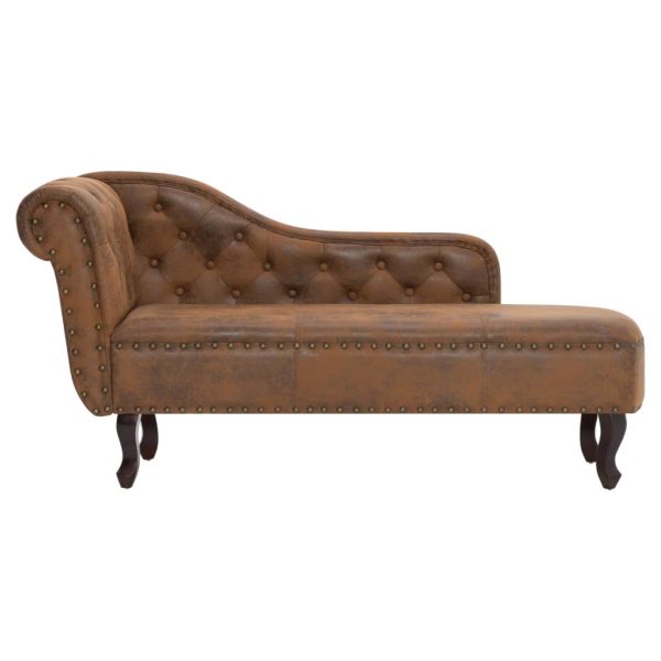 Chaise longue camurça artificial castanho - Image 3