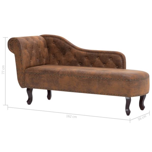 Chaise longue camurça artificial castanho - Image 8