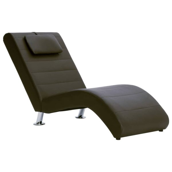 Chaise lounge com almofada couro artificial castanho - Image 2