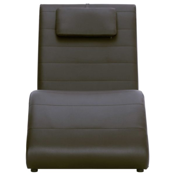 Chaise lounge com almofada couro artificial castanho - Image 3