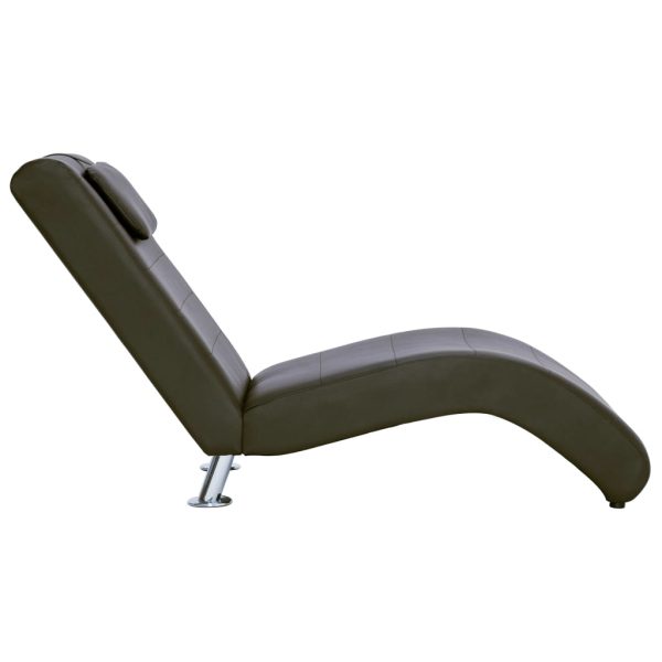 Chaise lounge com almofada couro artificial castanho - Image 4