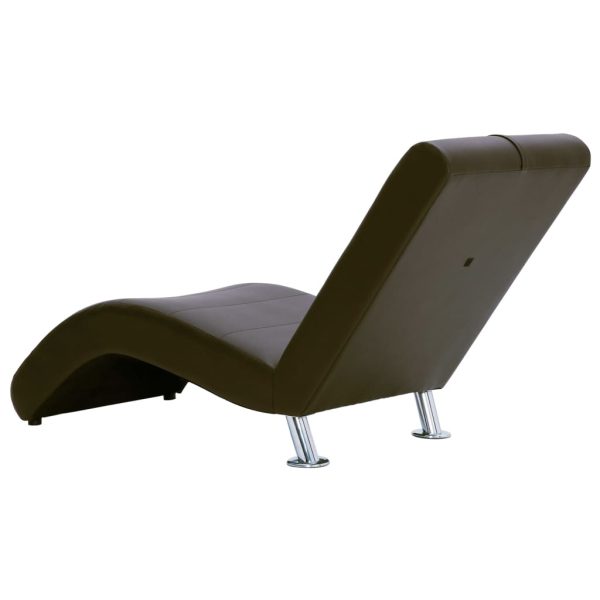 Chaise lounge com almofada couro artificial castanho - Image 5