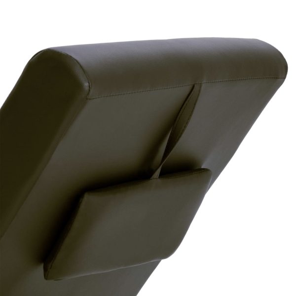 Chaise lounge com almofada couro artificial castanho - Image 6