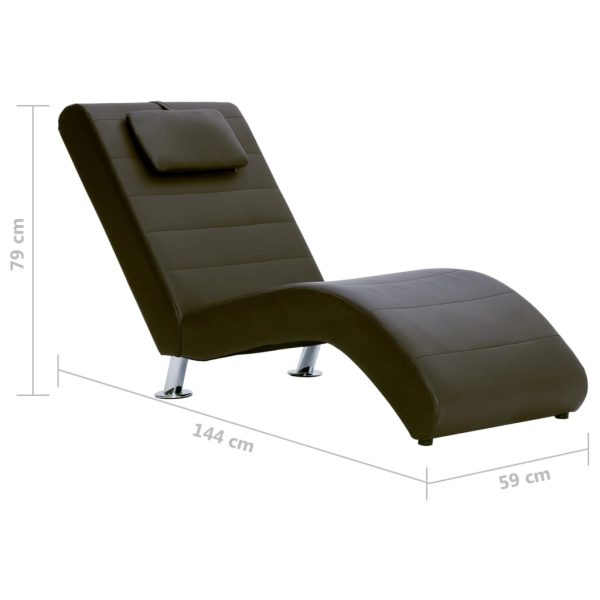 Chaise lounge com almofada couro artificial castanho - Image 10