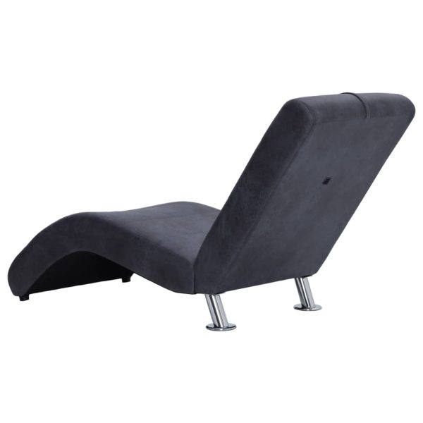 Chaise longue com almofada camurça artificial cinzento - Image 5