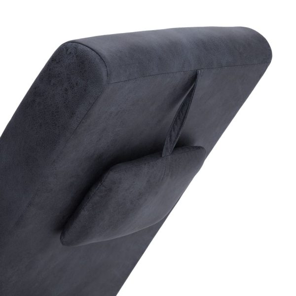 Chaise longue com almofada camurça artificial cinzento - Image 6