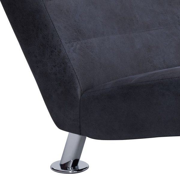 Chaise longue com almofada camurça artificial cinzento - Image 8