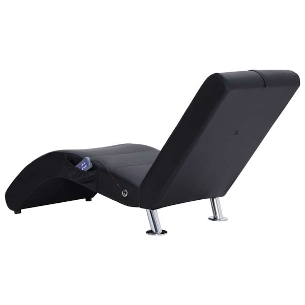 Chaise longue de massagem c/ almofada couro artificial preto - Image 5