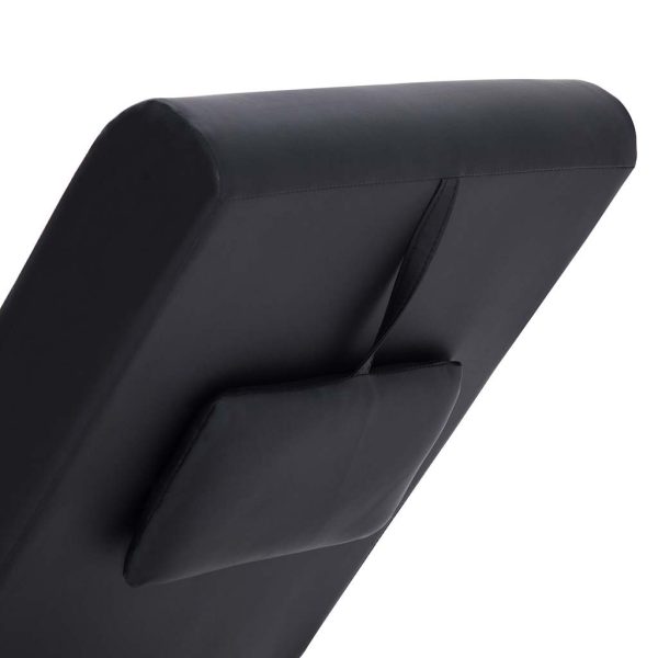 Chaise longue de massagem c/ almofada couro artificial preto - Image 6