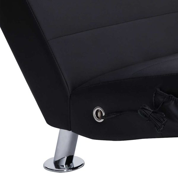 Chaise longue de massagem c/ almofada couro artificial preto - Image 7