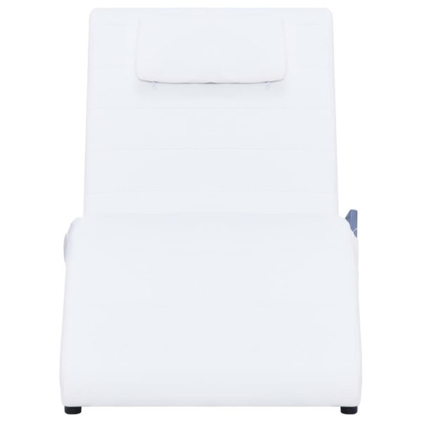 Chaise longue de massagem c/ almofada couro artificial branco - Image 3