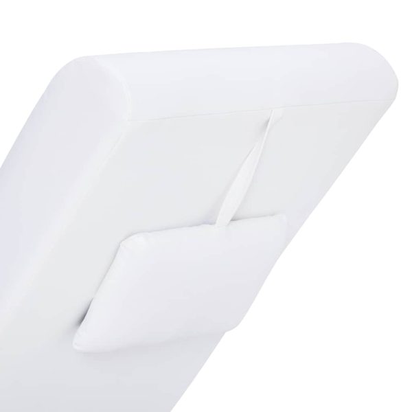 Chaise longue de massagem c/ almofada couro artificial branco - Image 6