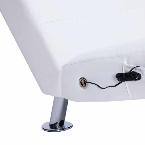 Chaise longue de massagem c/ almofada couro artificial branco - Image 7