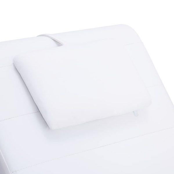 Chaise longue de massagem c/ almofada couro artificial branco - Image 8