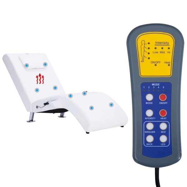 Chaise longue de massagem c/ almofada couro artificial branco - Image 10