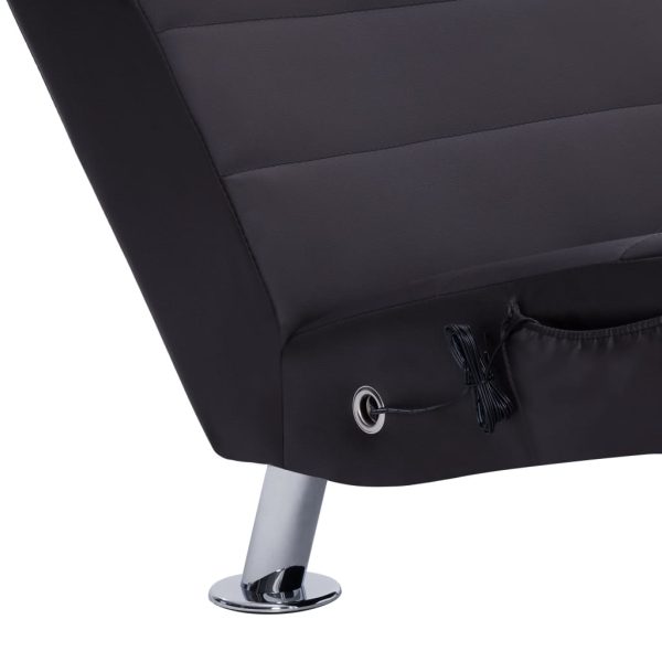 Chaise longue de massagem c/ almofada couro artificial castanho - Image 7