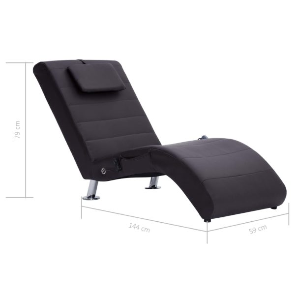 Chaise longue de massagem c/ almofada couro artificial castanho - Image 11