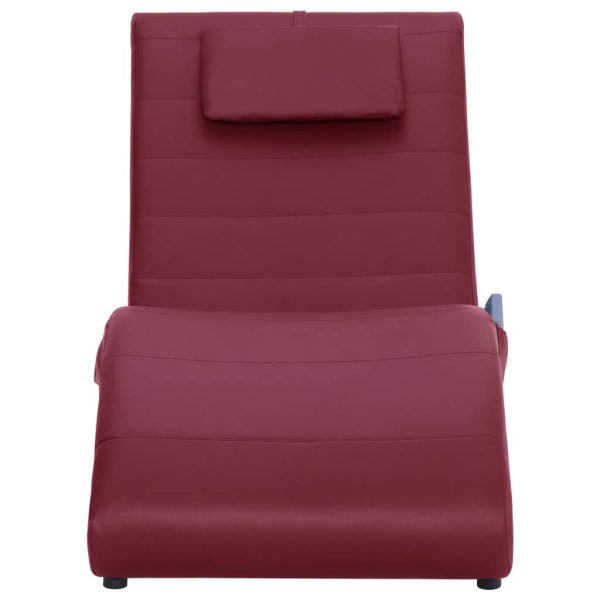 Chaise longue massagem + almofada couro artif. vermelho tinto - Image 3