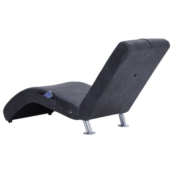 Chaise longue de massagem c/ almofada camurça artif. cinzento - Image 5