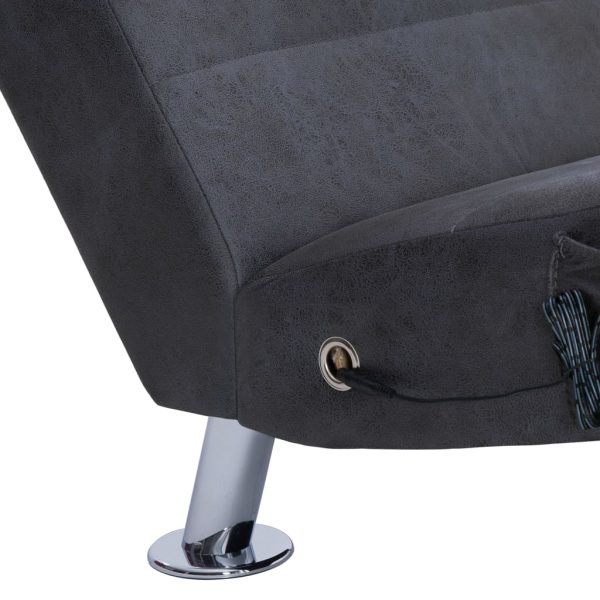 Chaise longue de massagem c/ almofada camurça artif. cinzento - Image 7