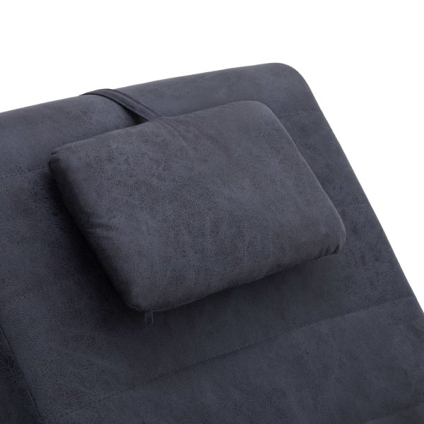 Chaise longue de massagem c/ almofada camurça artif. cinzento - Image 8
