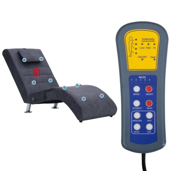 Chaise longue de massagem c/ almofada camurça artif. cinzento - Image 10