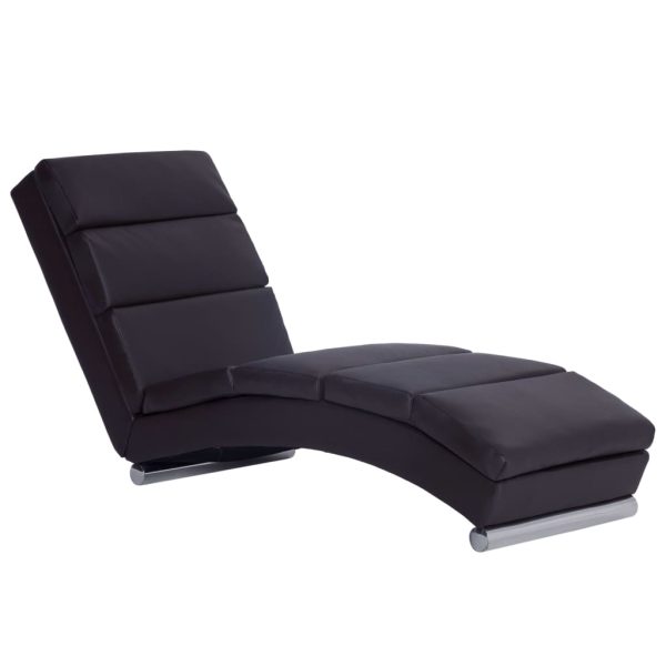 Chaise longue couro artificial castanho - Image 2
