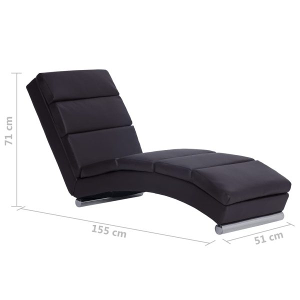 Chaise longue couro artificial castanho - Image 8