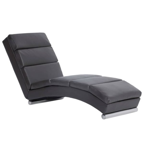 Chaise longue couro artificial cinzento - Image 2