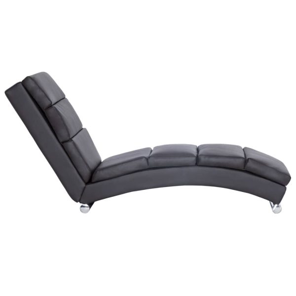 Chaise longue couro artificial cinzento - Image 3