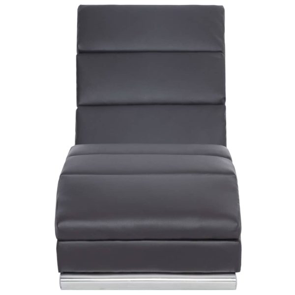 Chaise longue couro artificial cinzento - Image 5