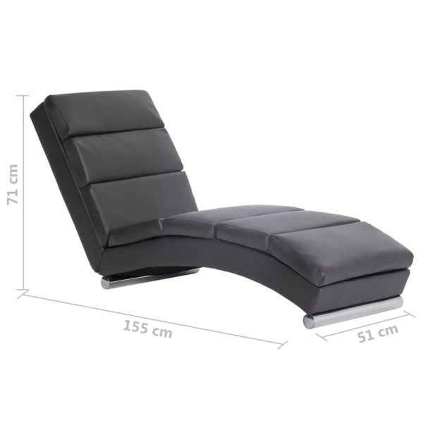 Chaise longue couro artificial cinzento - Image 8