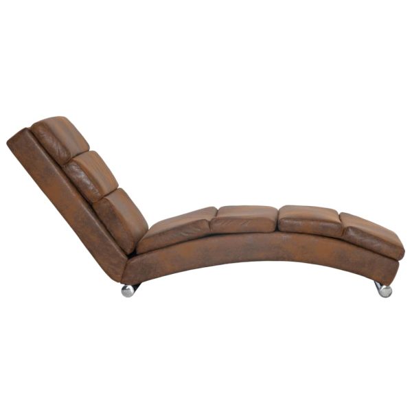 Chaise longue camurça artificial castanho - Image 3