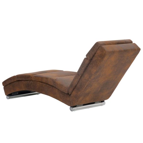 Chaise longue camurça artificial castanho - Image 4