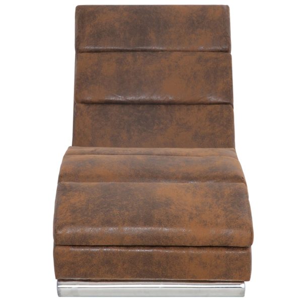 Chaise longue camurça artificial castanho - Image 5